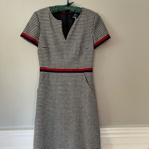 Boden Navy and White Houndstooth Wool Dress